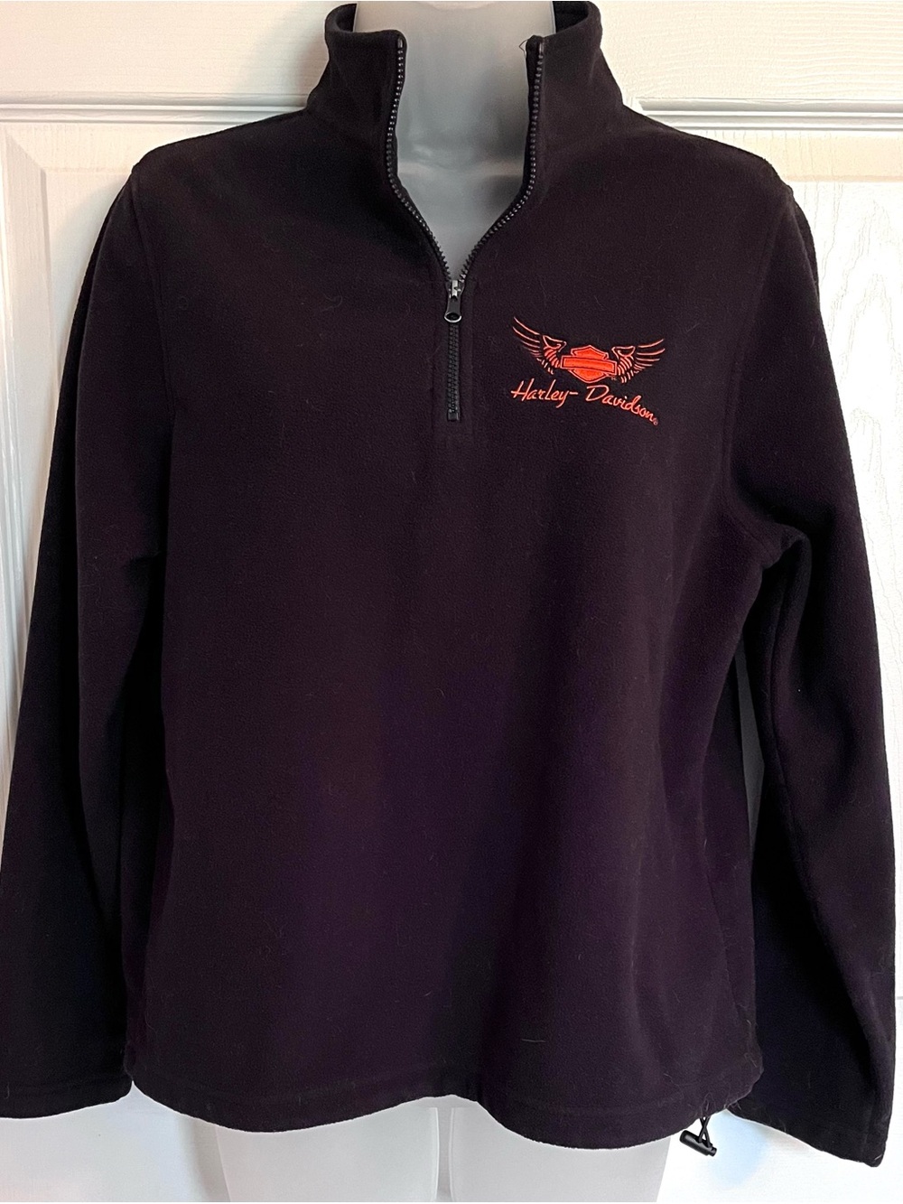 Vintage Y2K 2004 Harley Davidson Hannums Chadds Ford 1/4 Zip Fleece Medium